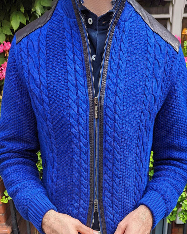 Casual Wool Knitted Panel Coat