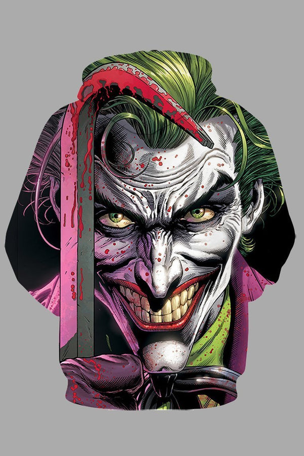 Street 3D Joker Printed Hooded Sweatshirt