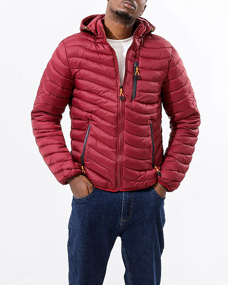 Versatile Zip Contrast Hooded Jacket