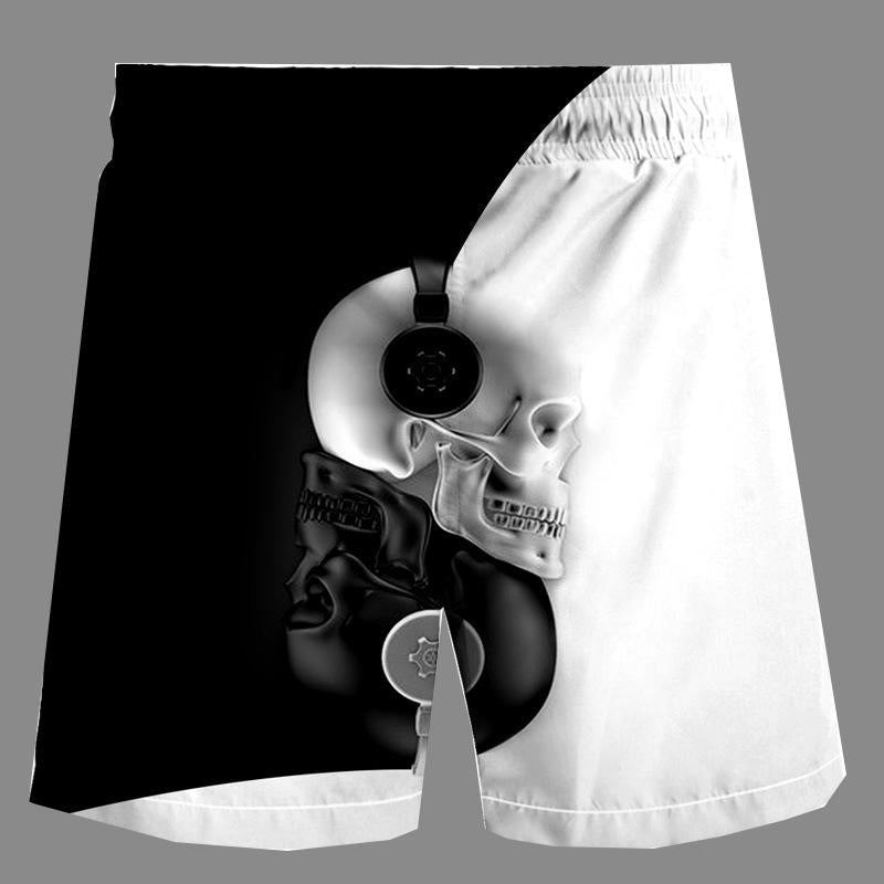 Casual   3D Skeleton  Printed Loose Shorts