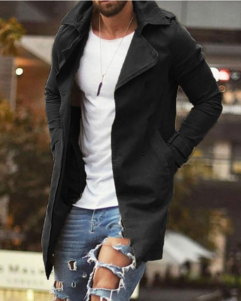 Casual Solid Color Long Coat