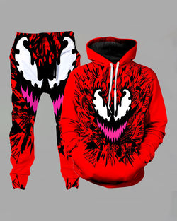 3D Street Anime  Print Hooded Two-piece Suit