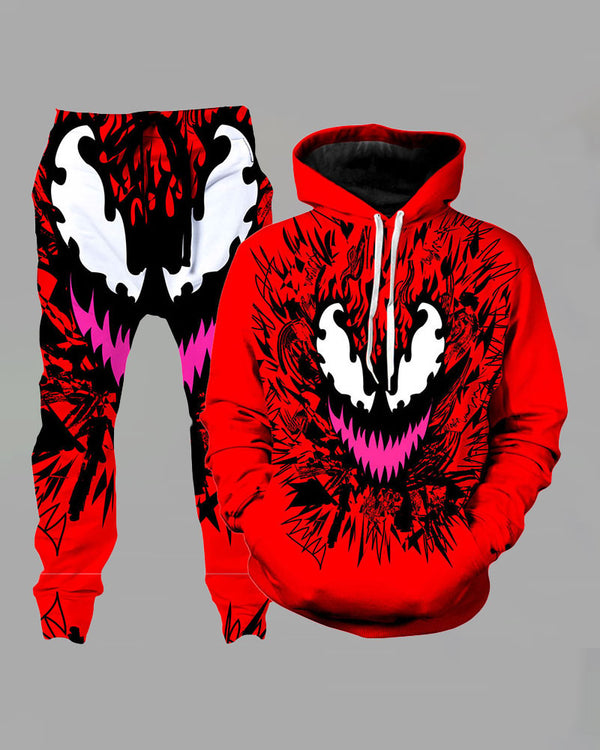 3D Street Anime  Print Hooded Two-piece Suit