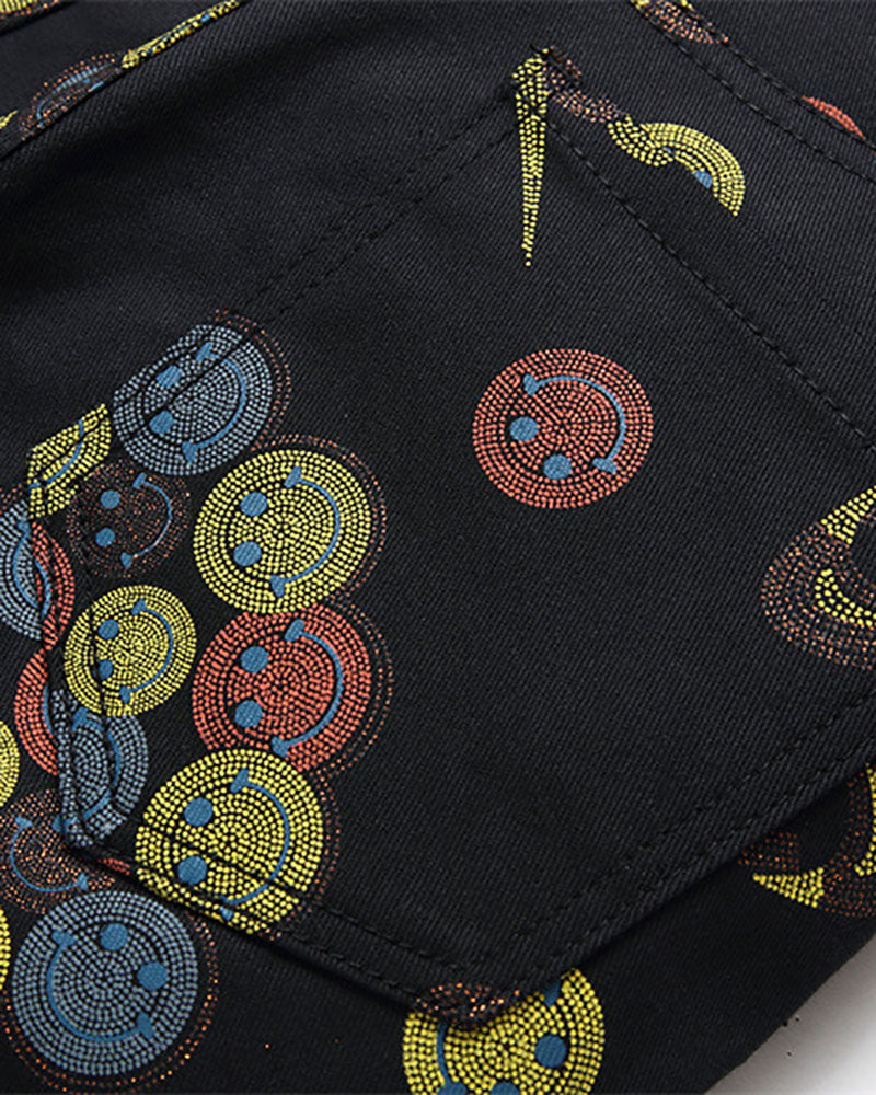 Vintage Smiley Print Jeans