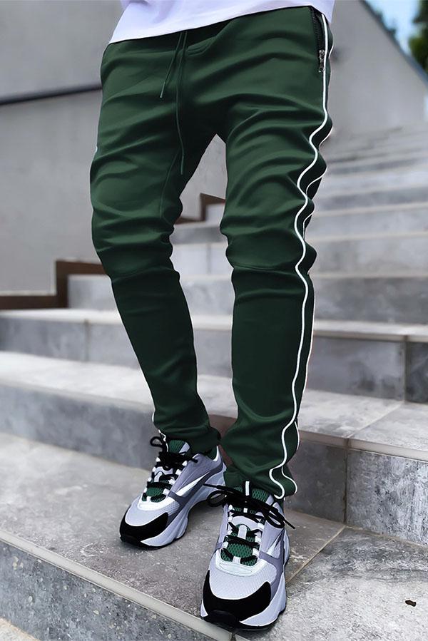 Casual pants multi-pocket reflective zipper feet sports pants