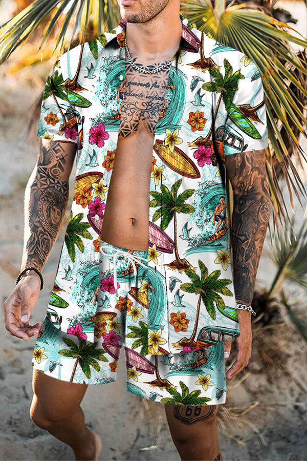 Hawaii beach print shirt set