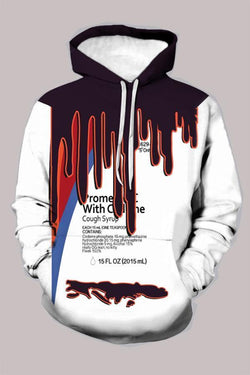 Street 3D White Digital Printed Hooded Sweatshirt