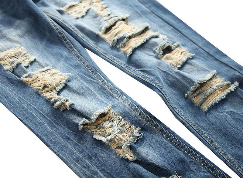 Slim-fit Straight-leg Big Ragged Jeans