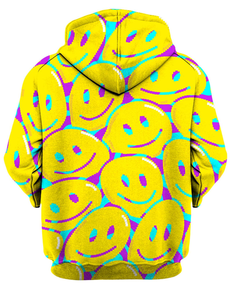 Street 3D Smiley Printed Hooded Sweatshirt