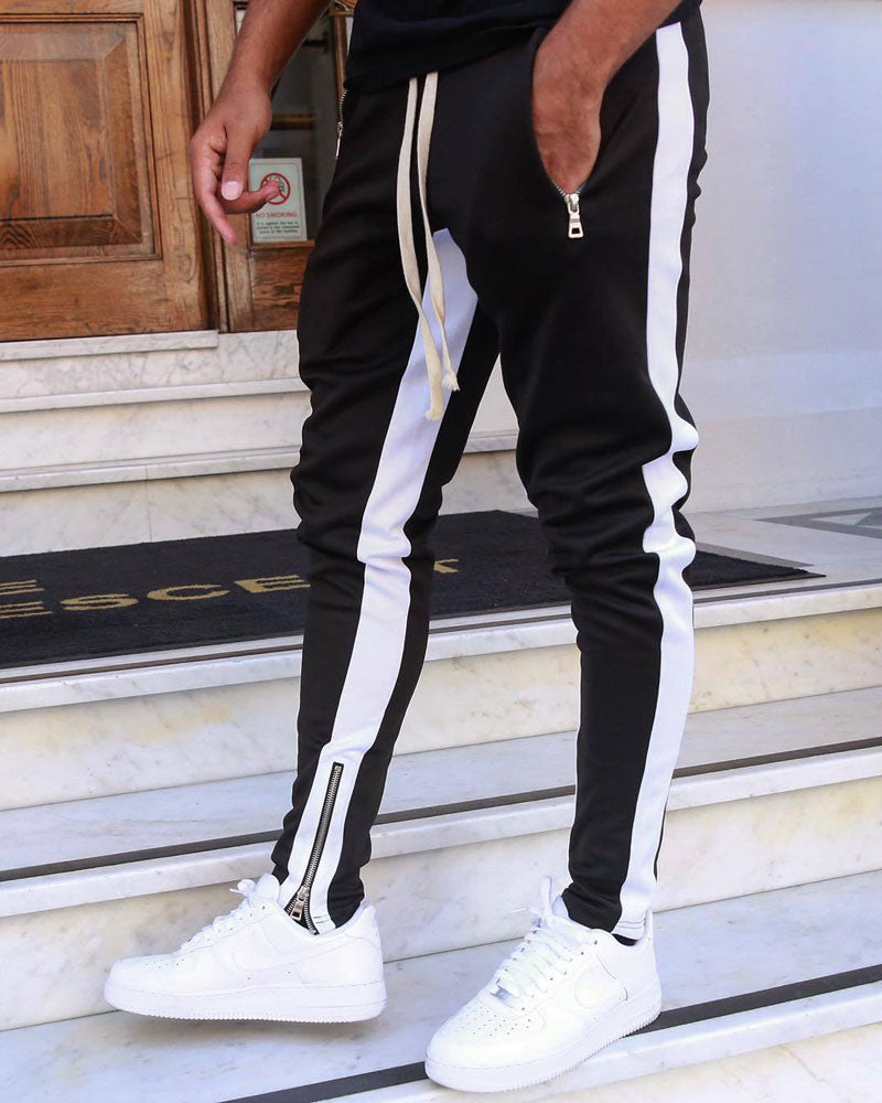 Trendy Zip Contrast Sweatpants