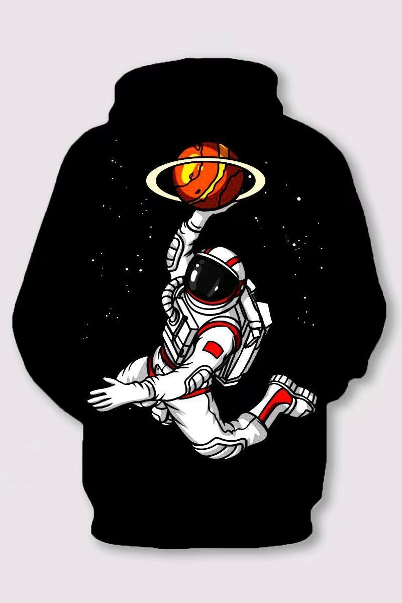 Street 3D Astronaut Printed Hooded Sweatshirt