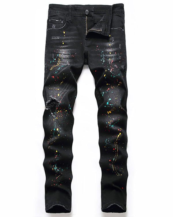Trendy Splash Print Jeans