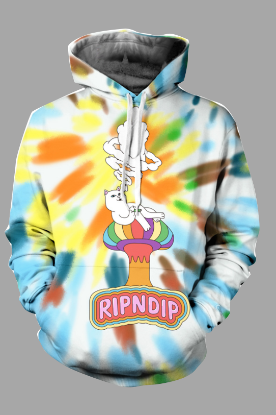 Cool 3D Tie-dye Printed Hooded Sweatshirt