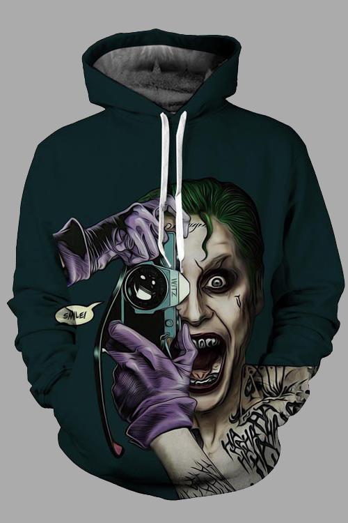 Street 3D Joker Printed Hooded Sweatshirt