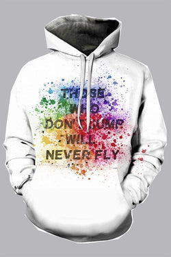 3D White  Digital Letter  Printed Hooded Sweatshirt