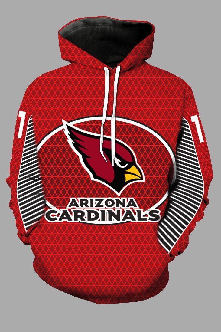 Street 3D Arizona Cardinals Printed Hooded Sweatshirt