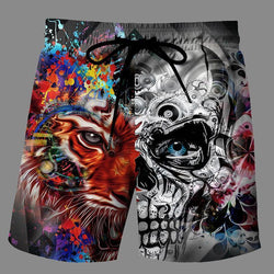 Casual   3D Skeleton  Printed Loose Shorts