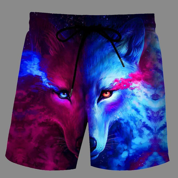 Casual   3D wolf Printed Loose Shorts