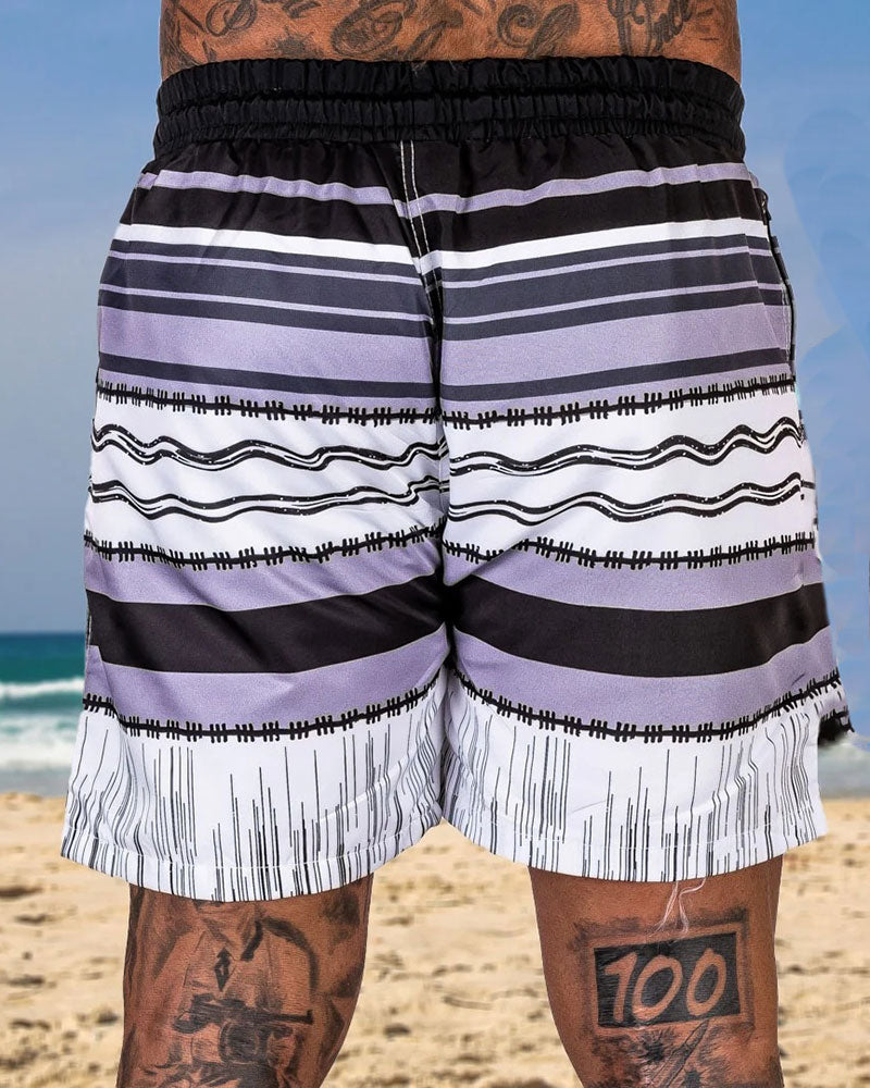 Fashion Multicolor Striped  Printed Beach Shorts