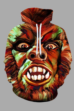 Street 3D  Digital Cool Ape Printed Hooded Sweatshirt