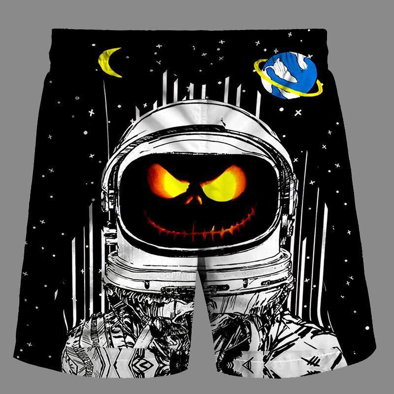 Casual   3D Space Printed Loose Shorts