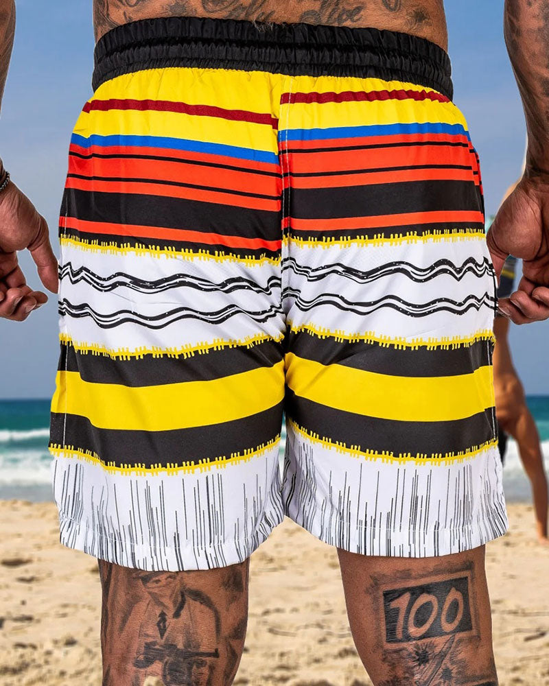 Fashion Multicolor Striped  Printed Beach Shorts