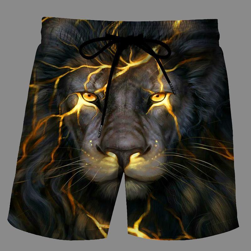 Casual   3D Lion Printed Loose Shorts