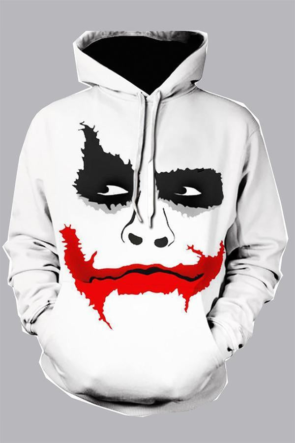 3D White Digital ClownPrinted Hooded Sweatshirt