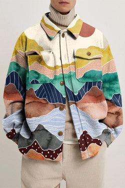 Casual loose lapel color print jacket