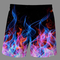 Casual   3D Red flame  Printed Loose Shorts