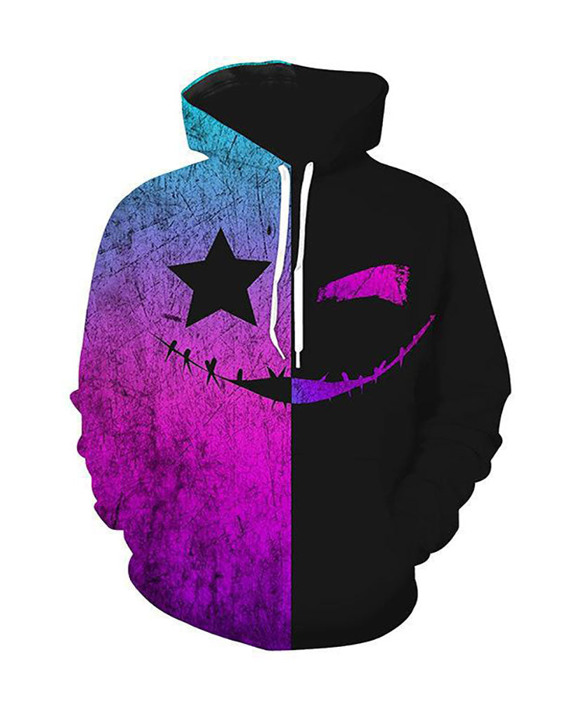 3D Smiley Face Printed Hooded Sweatshirt