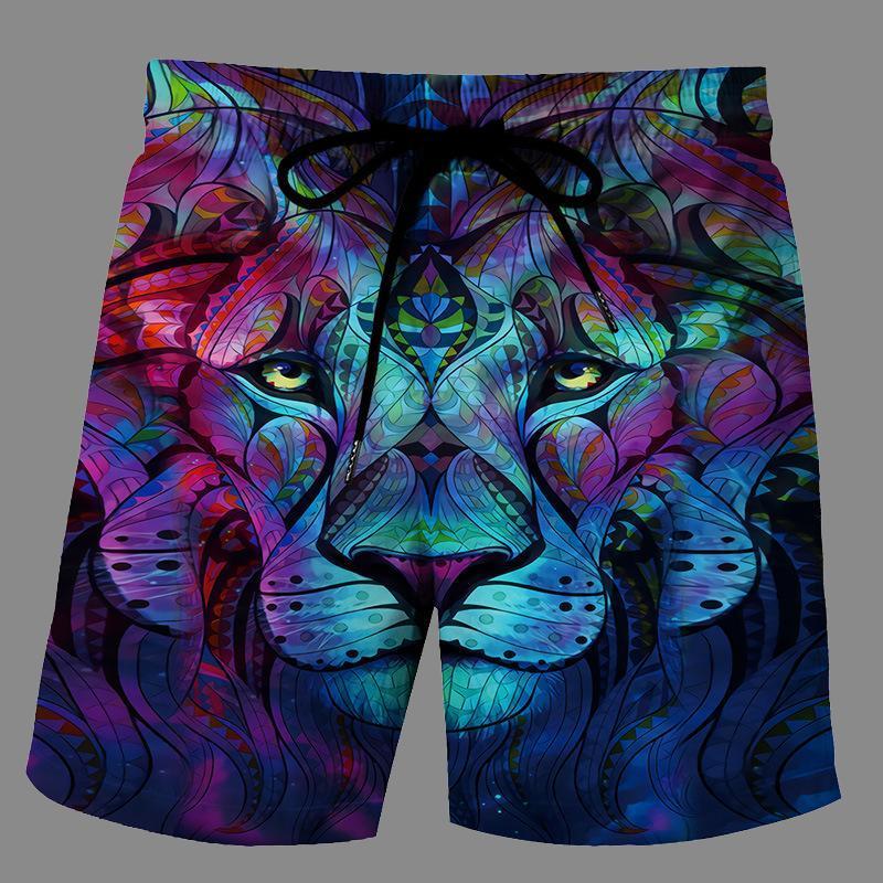 Casual   3D Lion Printed Loose Shorts