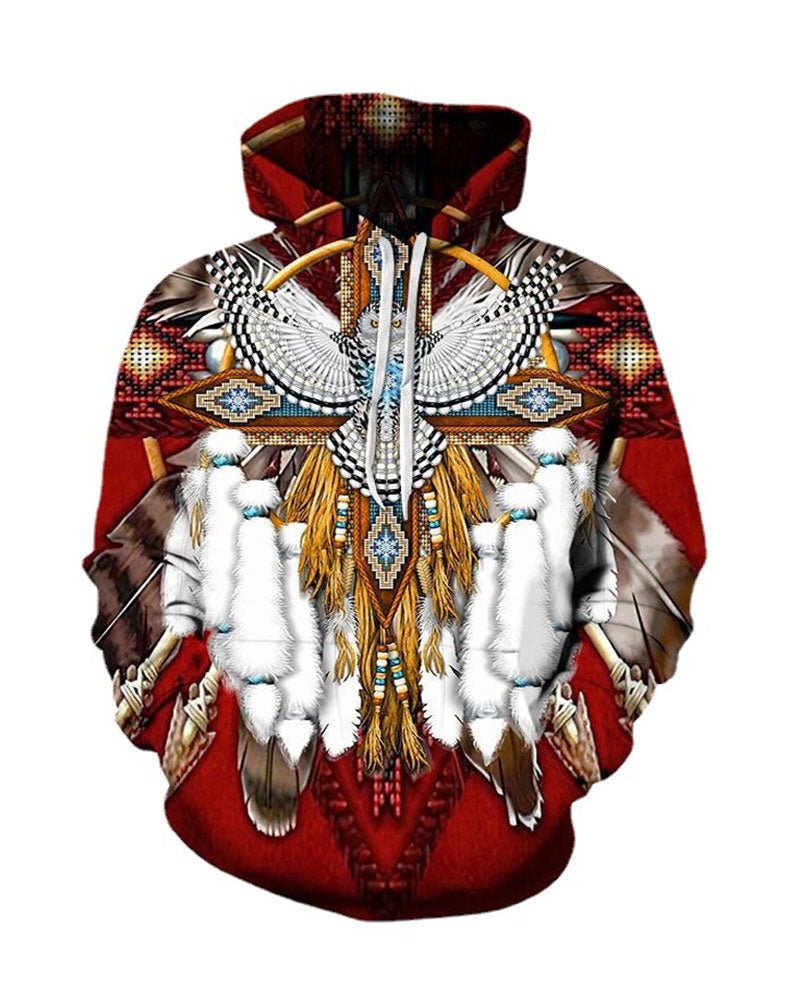 Retro 3D Bohemian Tribal Print Hoodie