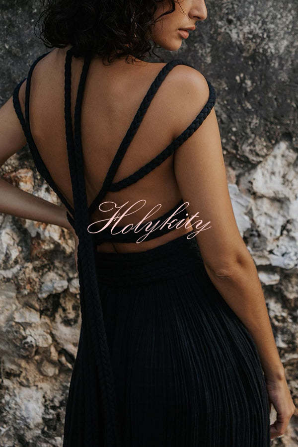 Aphrodite Draped Braids Crop Tank and Wrap Slit Maxi Skirt Set