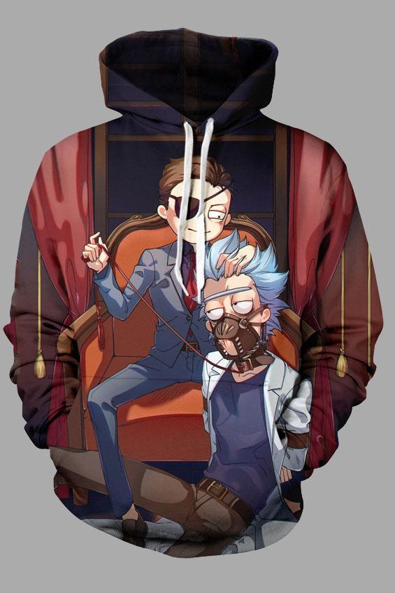 Street 3D Digital Cool Rick and Morty Printed Hooded Sweatshirt