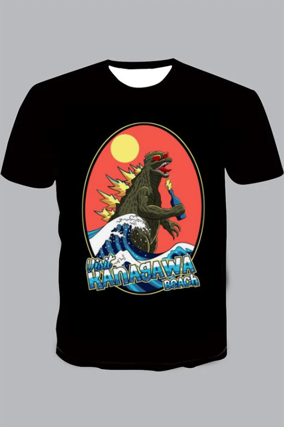 Godzilla Print Short Sleeve T-shirt