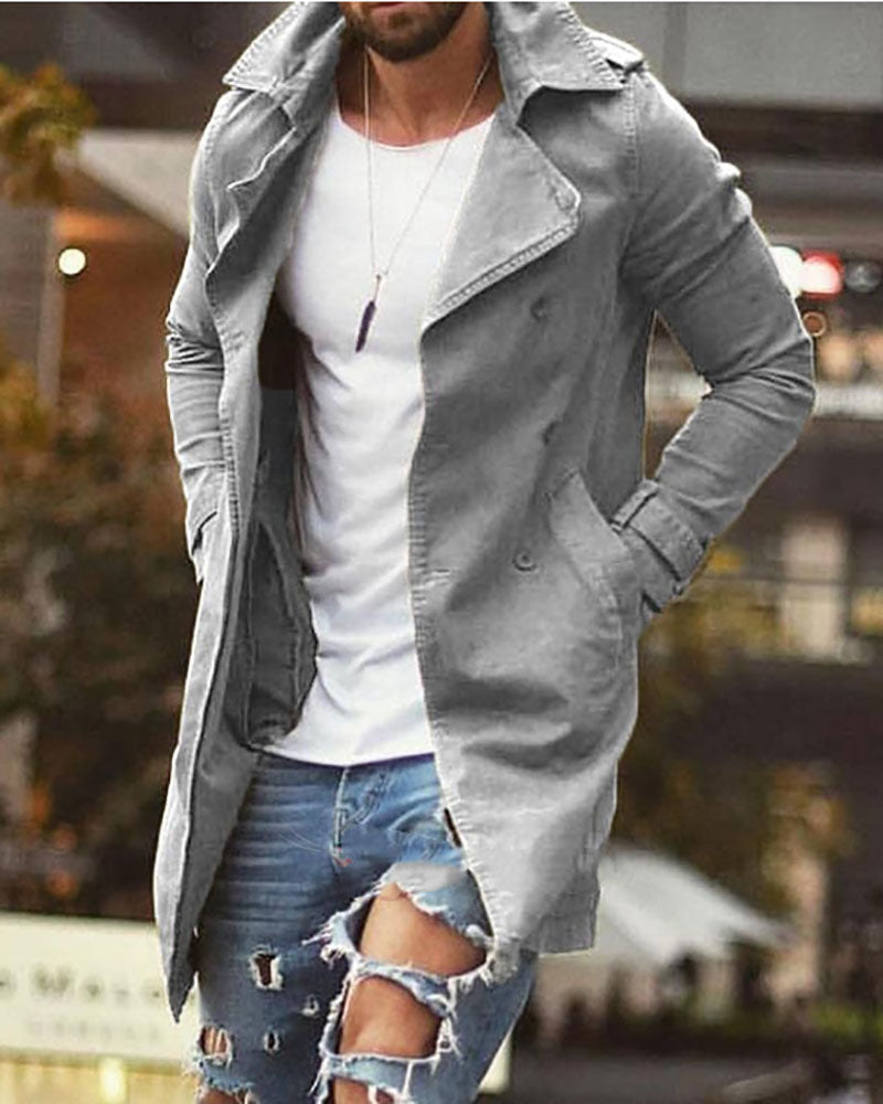 Casual Solid Color Long Coat