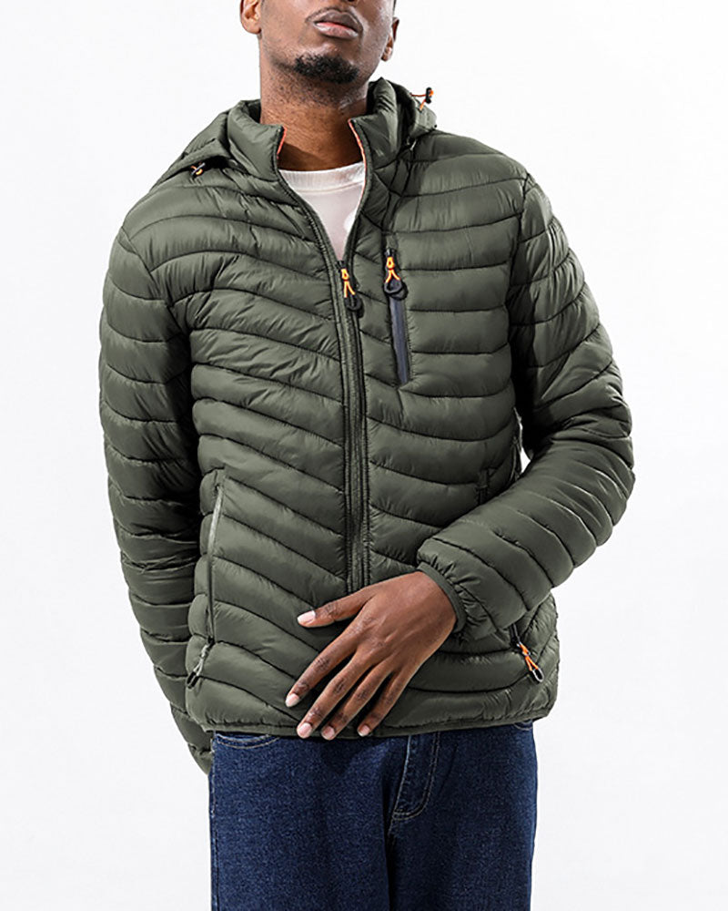 Versatile Zip Contrast Hooded Jacket