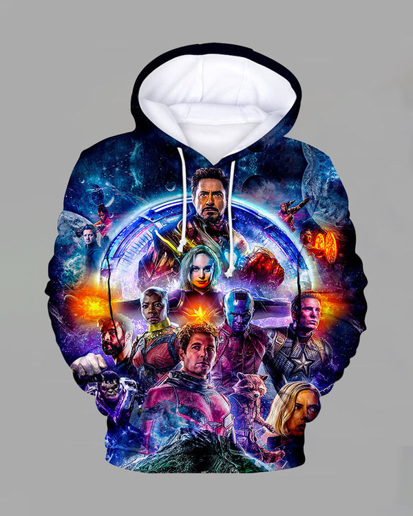 3D Movie Series Print Hooded Sweatshirt