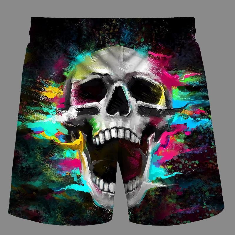 Casual   3D Skeleton  Printed Loose Shorts